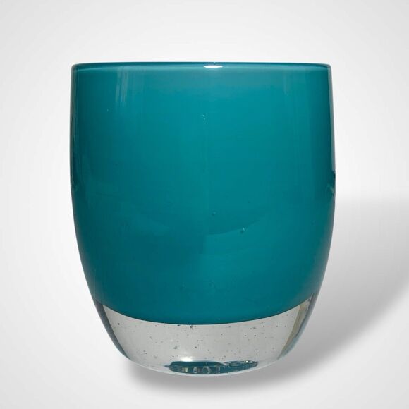 Glassybaby Aqua Verde Votive Candle Holder Teal Hand Blown Glass Pre Triskelion - Picture 3 of 9